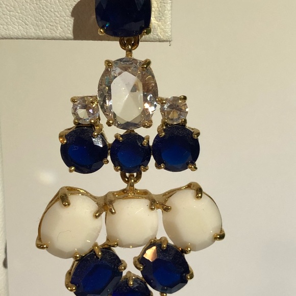 Navy & White Chandelier Earrings - Picture 2 of 4